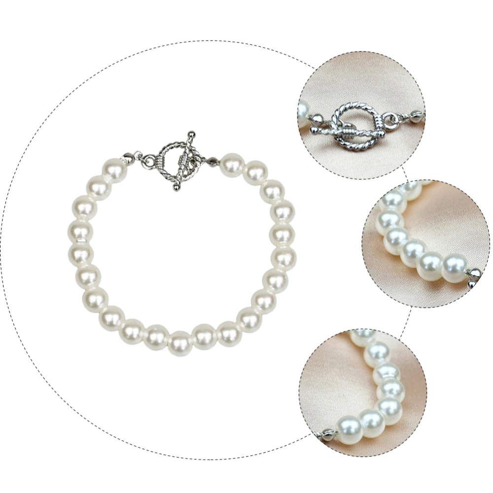 1Pc Baroque Style Imitation Pearl Bracelet for Women Elegant Bracelet (White)