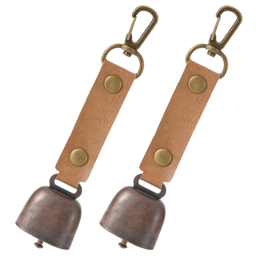 2pcs Outdoor Use Bell Pendant Camping Accessory Anti-lost Iron Bell Vintage Style Hanging Bell