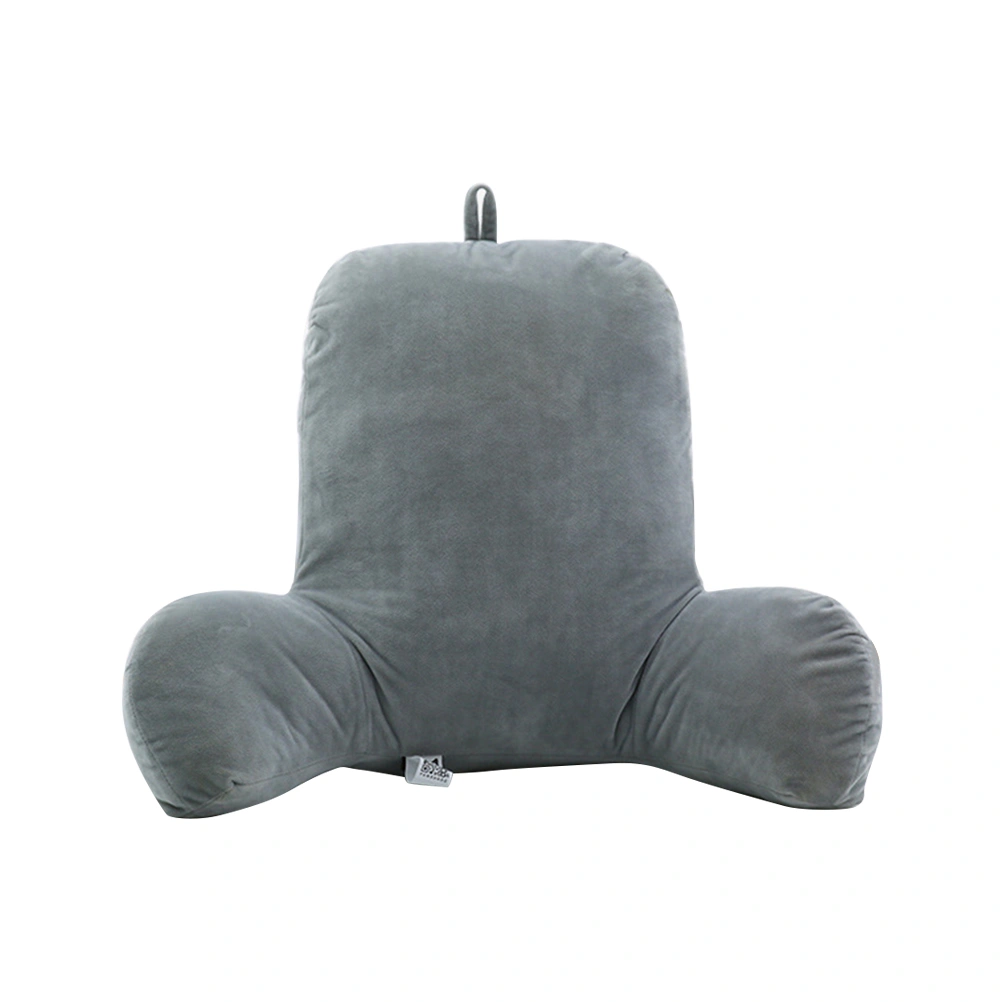 Comfortable Back Cushion with Arm Support Sofa Rest Lumbar Cushion Plush Fabric Reading Cushion Throw Pillow for Home Office Driving (Grey)