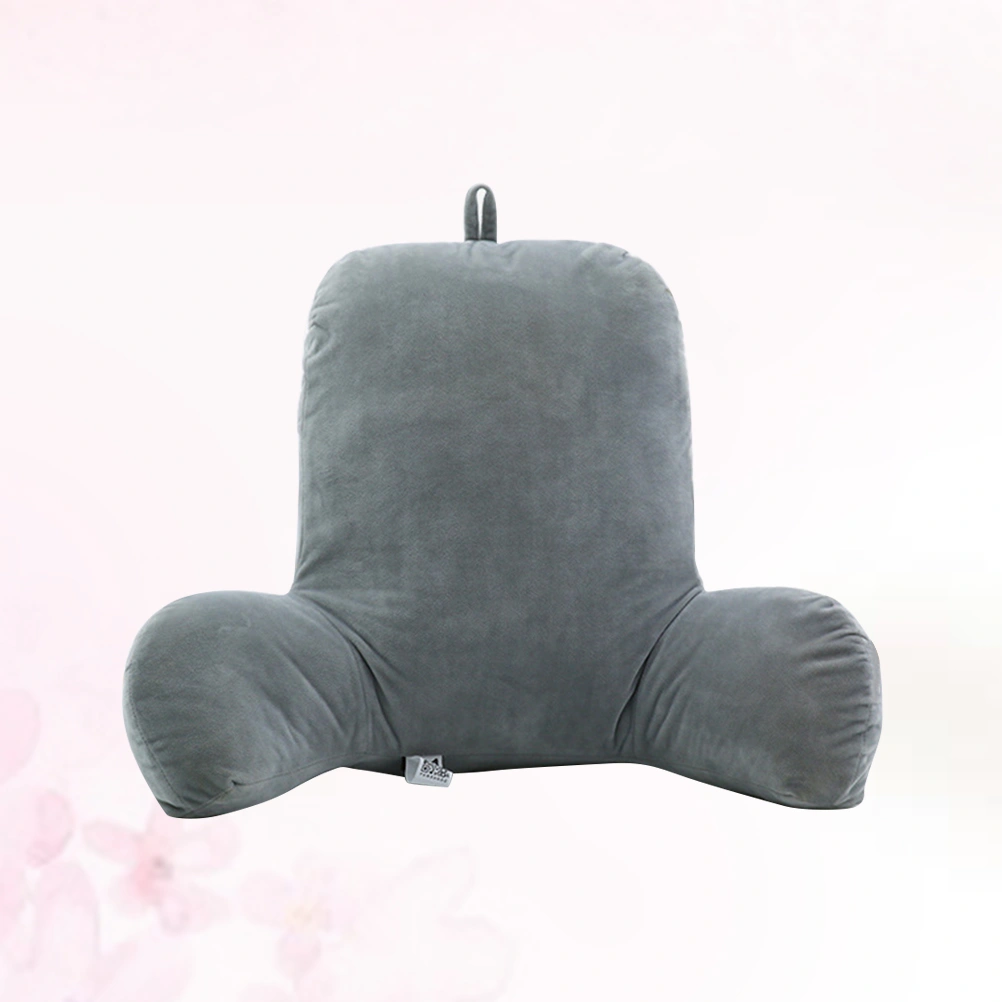 Comfortable Back Cushion with Arm Support Sofa Rest Lumbar Cushion Plush Fabric Reading Cushion Throw Pillow for Home Office Driving (Grey)