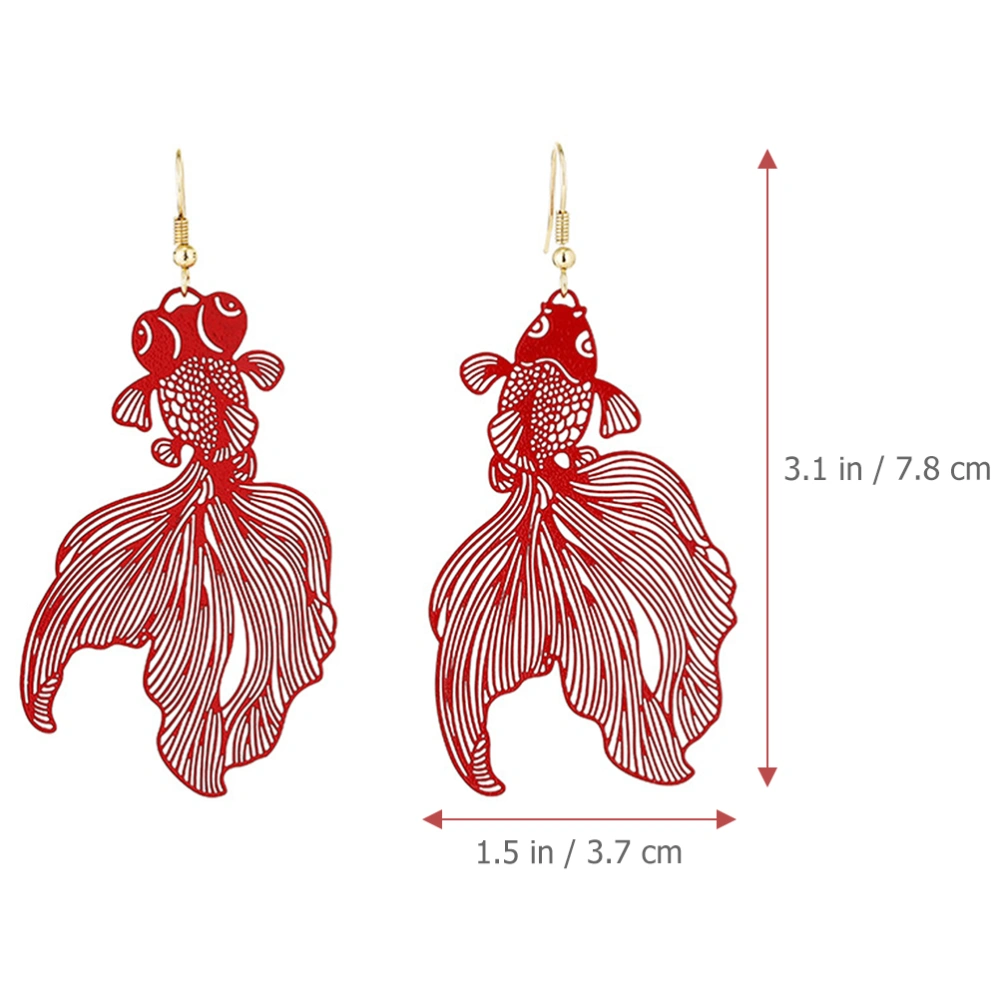 1 Pair Goldfish Earrings Exaggerated Pendants Long Earrings Fish Earrings for Women