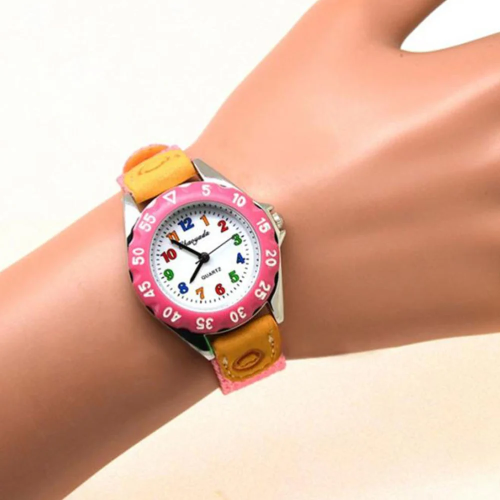 Cartoon Students Watch Nylon Watch Strap Creative Wrist Watches for Students Kids Rosy