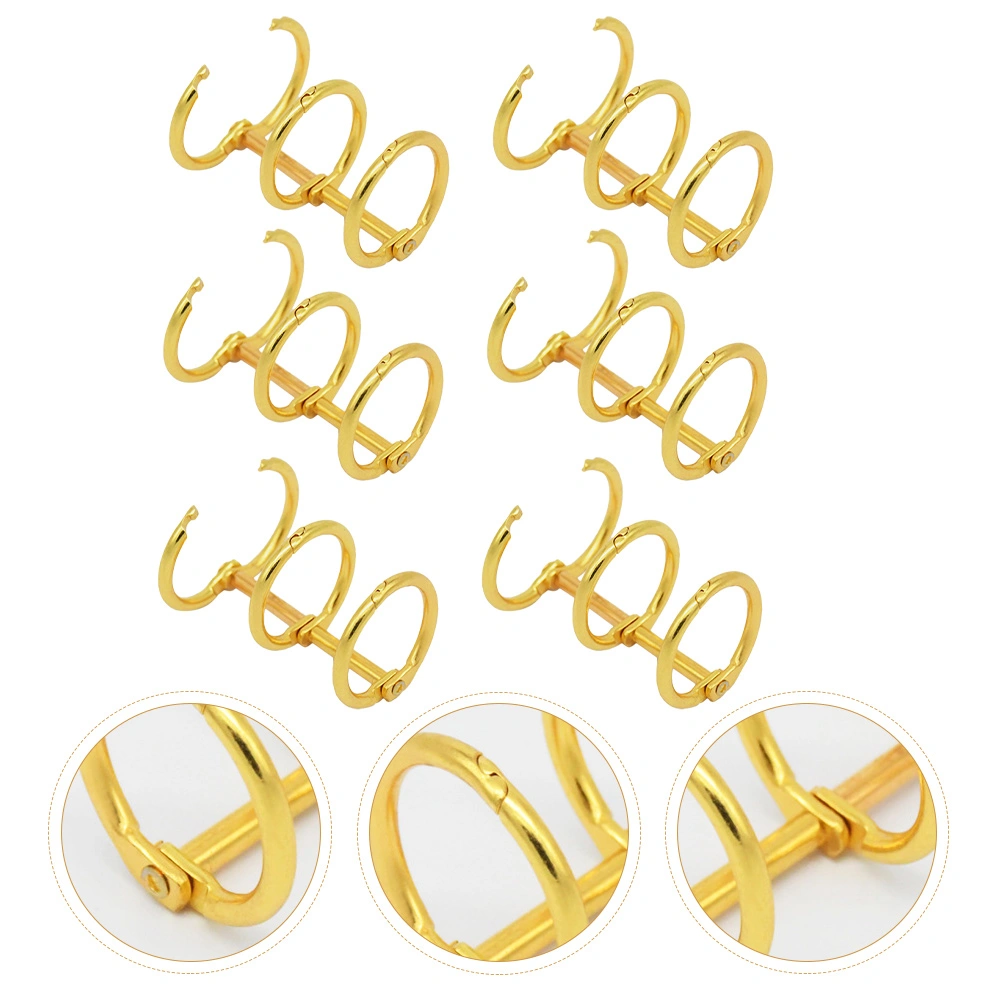 6Pcs Loose Leaf Binder Rings 3-rings Binder Rings Metal Binder Rings for Notebook