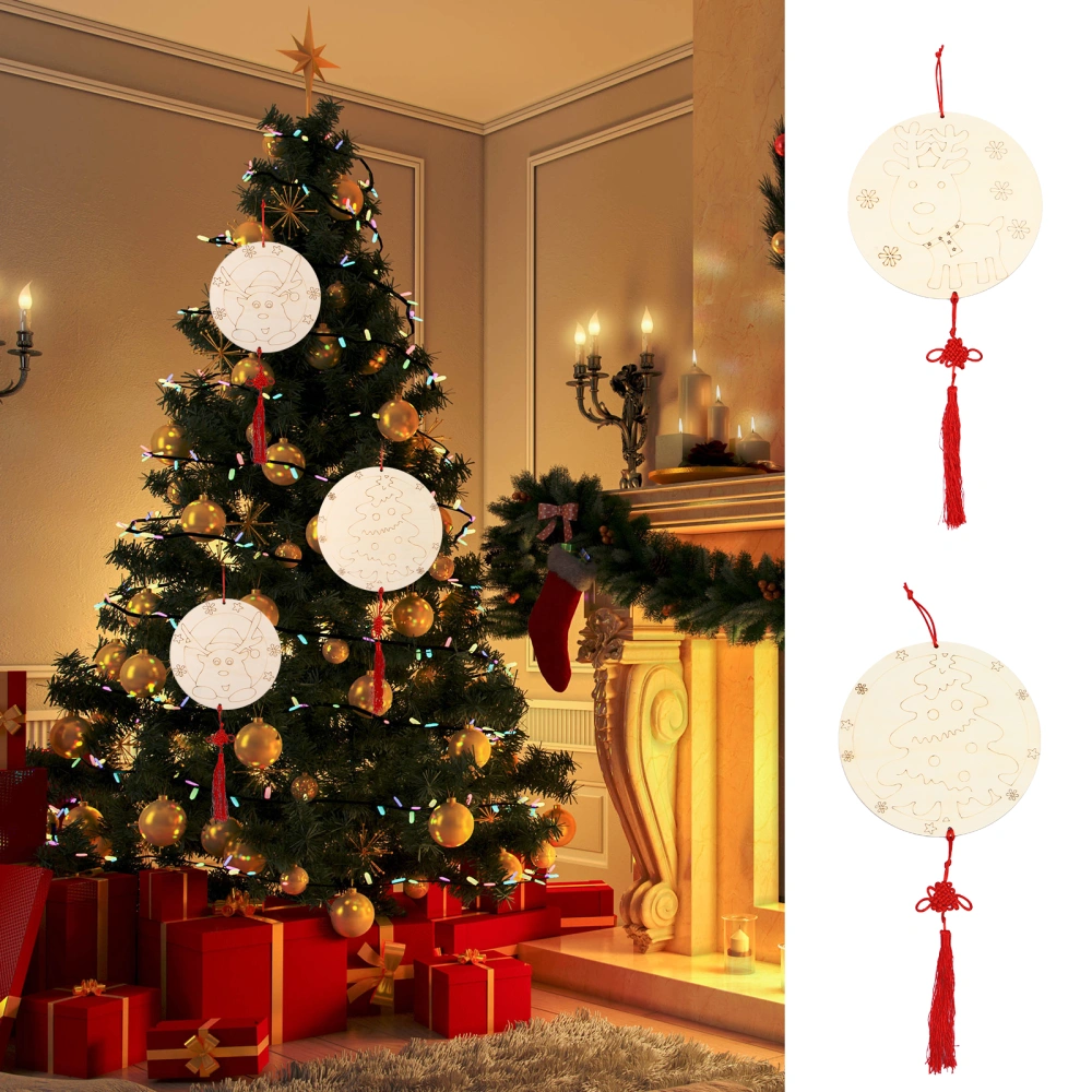 3Pcs Christmas Wooden Pendant Lovely Pattern Hanging Decor Party Supplies