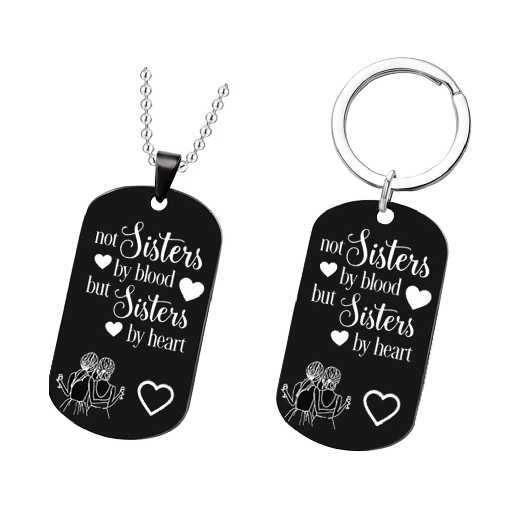 2Pcs Fashion Stainless Steel Tag Necklace TO MY SON Alphabet Military Pendant Necklace Mother Jewelry Gift(Black, Necklace + Keychian)