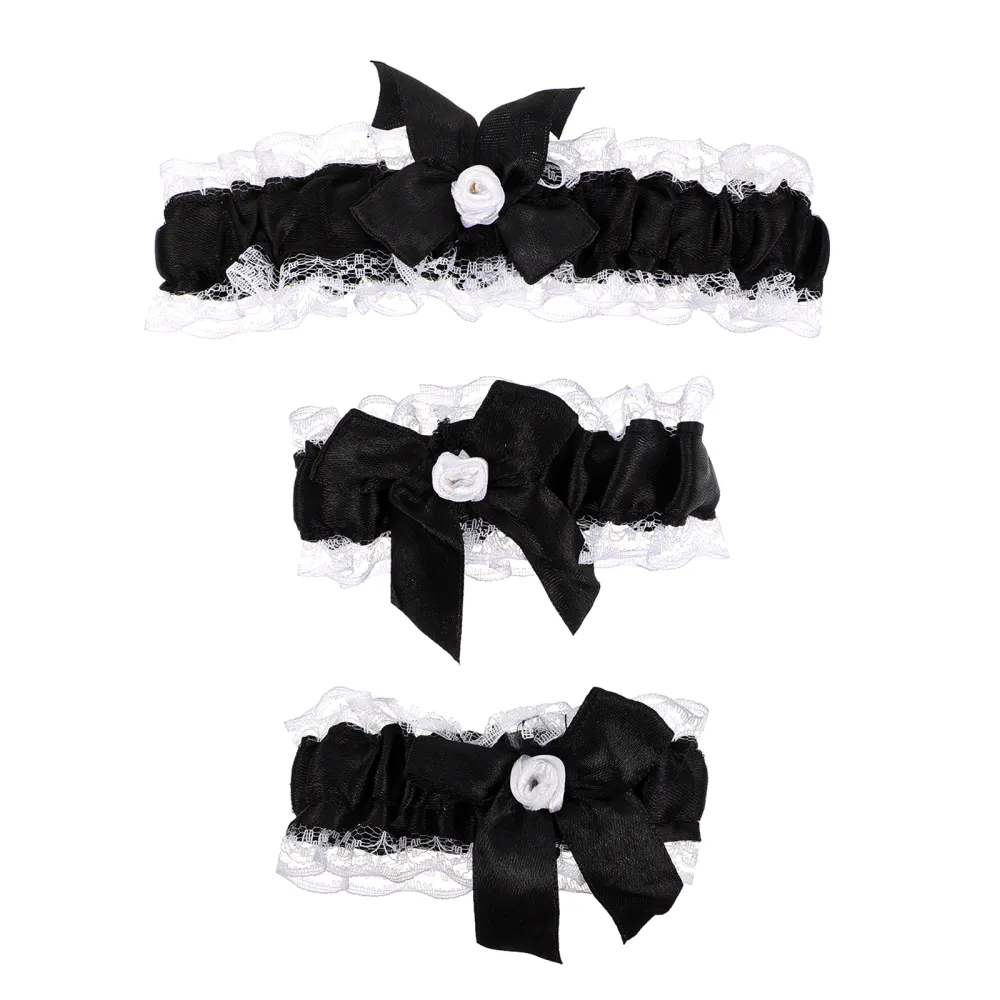 1 Set Party Leg Garter Collar Maid Cosplay Wedding Bow Garter Collar Bracelet