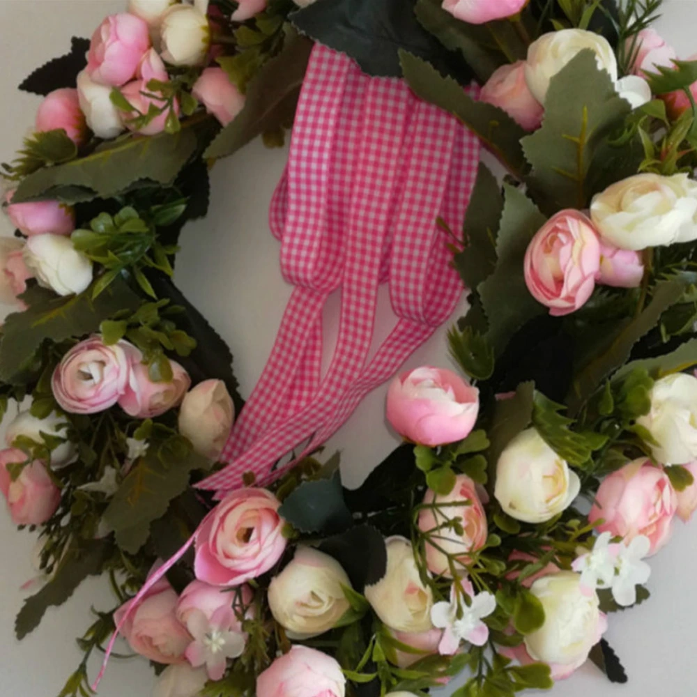 1pc Wedding Garland Simulation Rose Wreath Flower Headband Rose Garland for Holiady Wedding Decoration