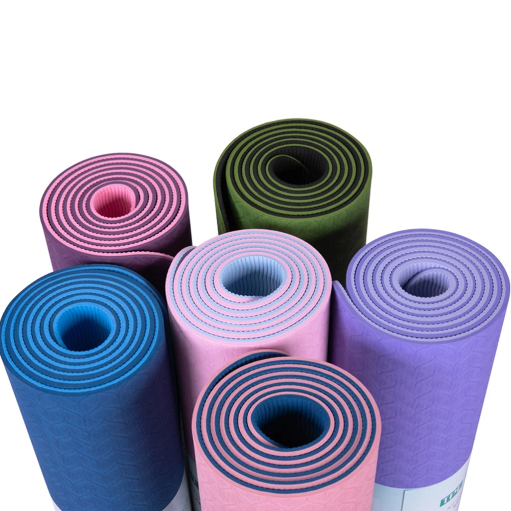 183x61x0.6cm Portable Dual Layers Yoga Mat Anti-slip Yoga Fitness Gymnastics Mats Exercise Mat (Pink and Blue)