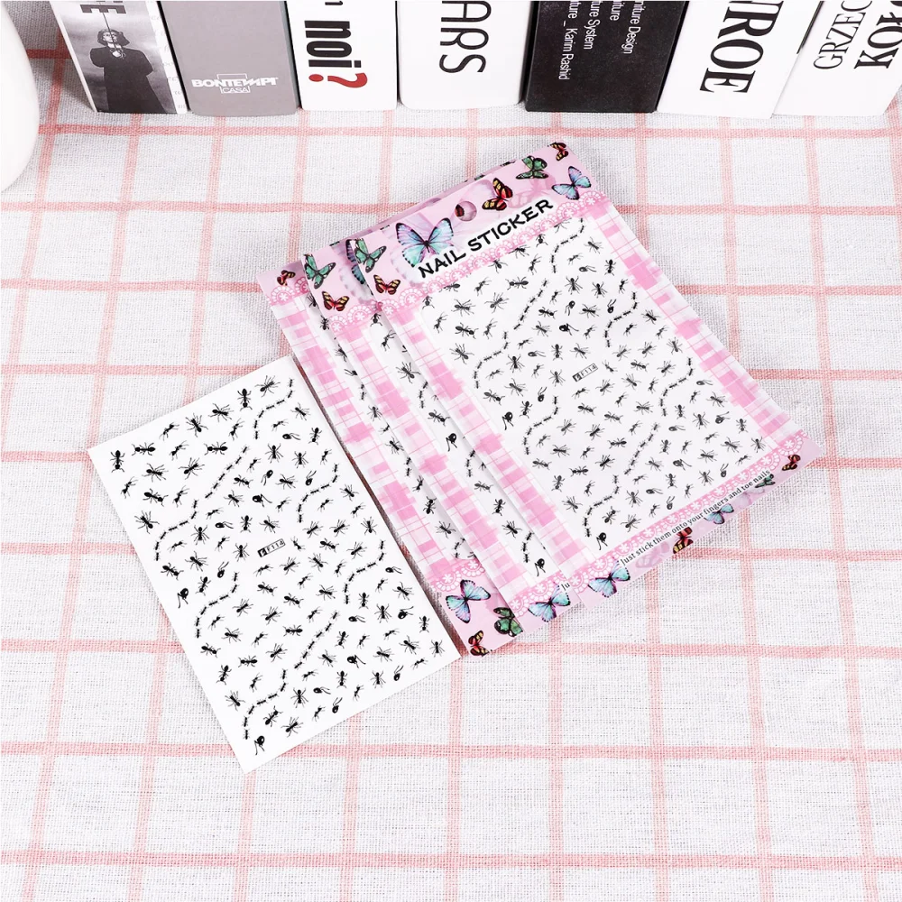 4 Sheets DIY Nail Art Stickers Ant Nail Pastes Nail Tip Decals Delicate Manicure Decoration for Women Girls