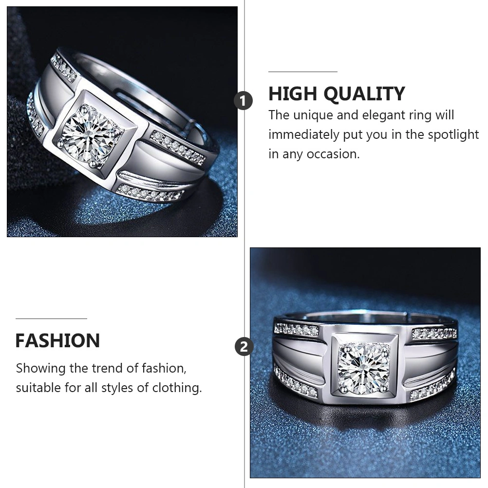 1pc Stylish Men Finger Ring Simple Copper Male Ring Couple Wedding Ring (White)