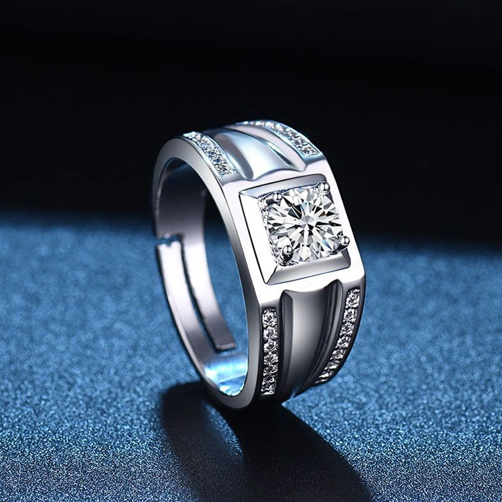 1pc Stylish Men Finger Ring Simple Copper Male Ring Couple Wedding Ring (White)