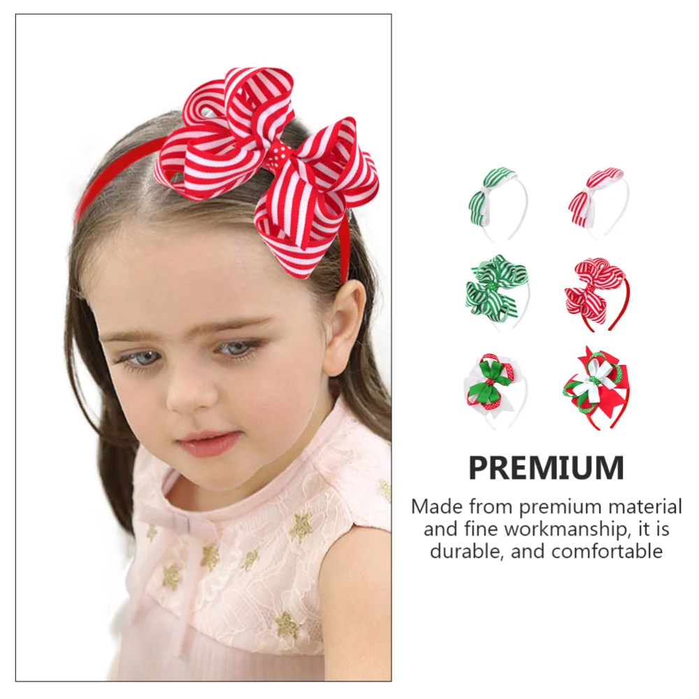 6Pcs Children's Bow Headband Christmas Ornament Children's Hair Ornament