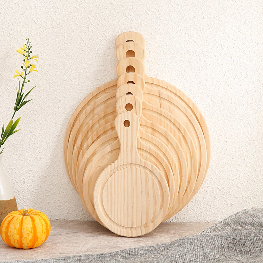 7 Inch Natural Wooden Pizza Peel Charcuterie Board Pizza Spatula Paddle for Baking Homemade Pizza and Bread 18*18*1.6cm