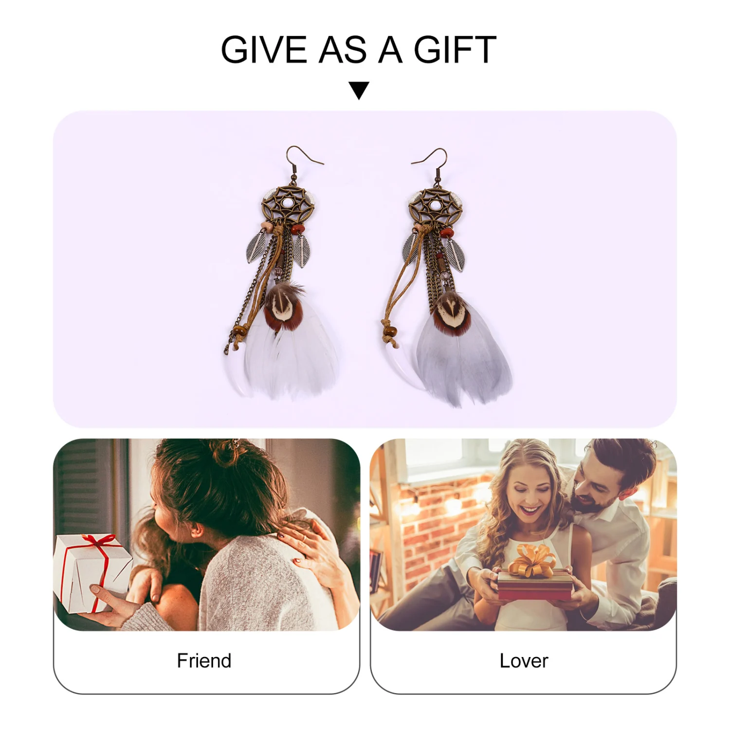 1 Pair of Earrings Romantic Stylish Bohemia Style Ear Drop Earbob for Women