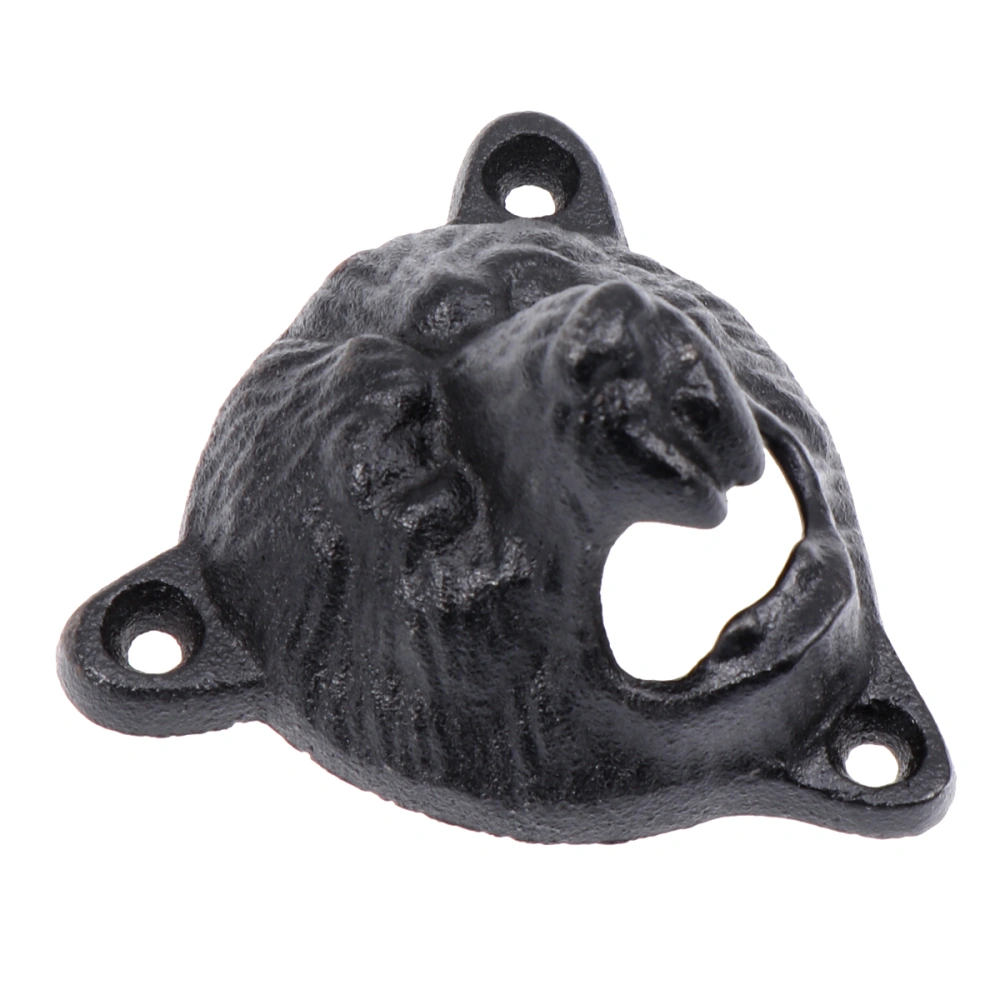 1Pcs Cast Iron Bear Head Shape Bottle Opener Wall-mounted Bottle Opener Soda Beer Wine Opener (Black)