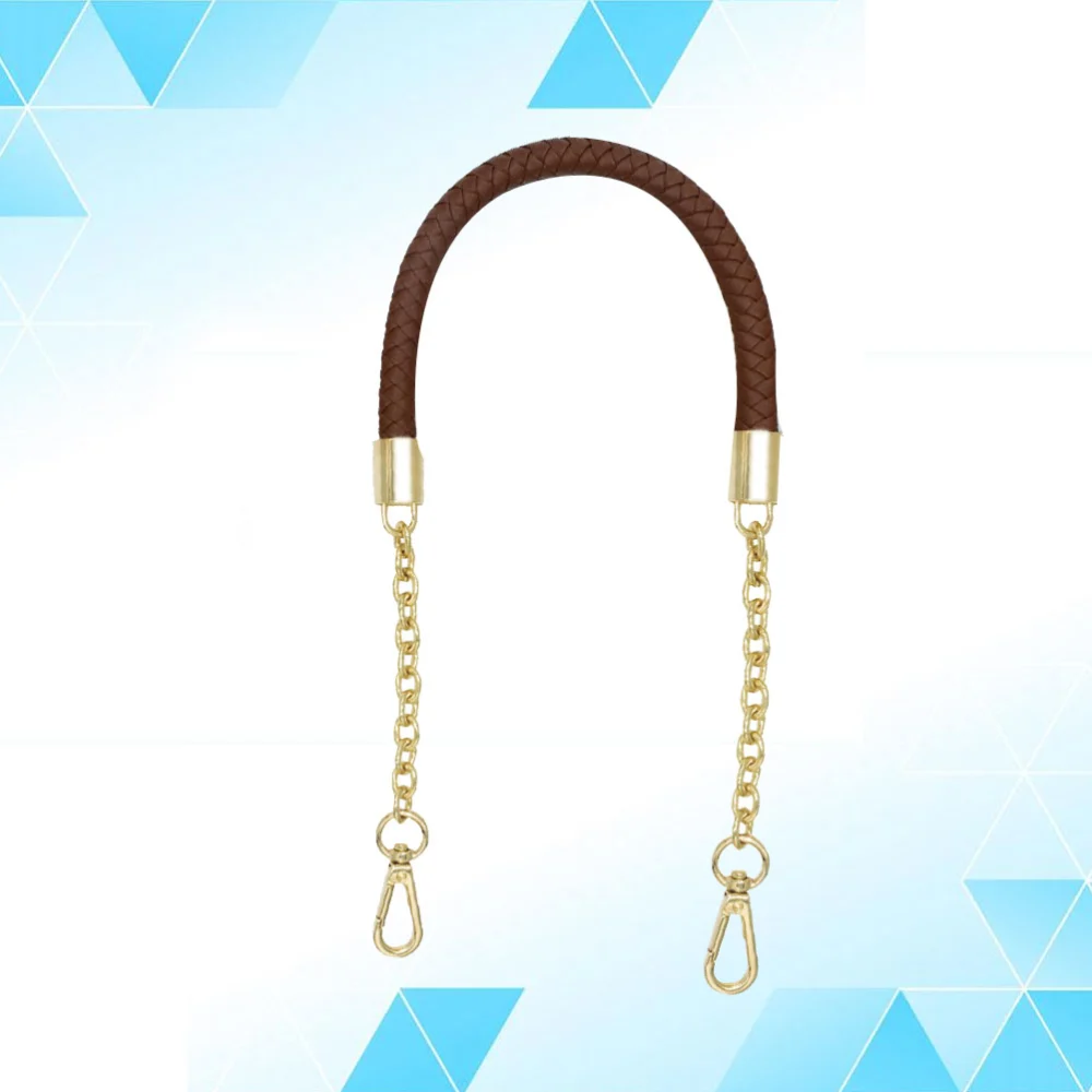 Thicken PU Leather Handbag Handles Strap Metal Chain Buckle Replacement Tote Band Strap for Women Lady Handbag DIY (Brown)