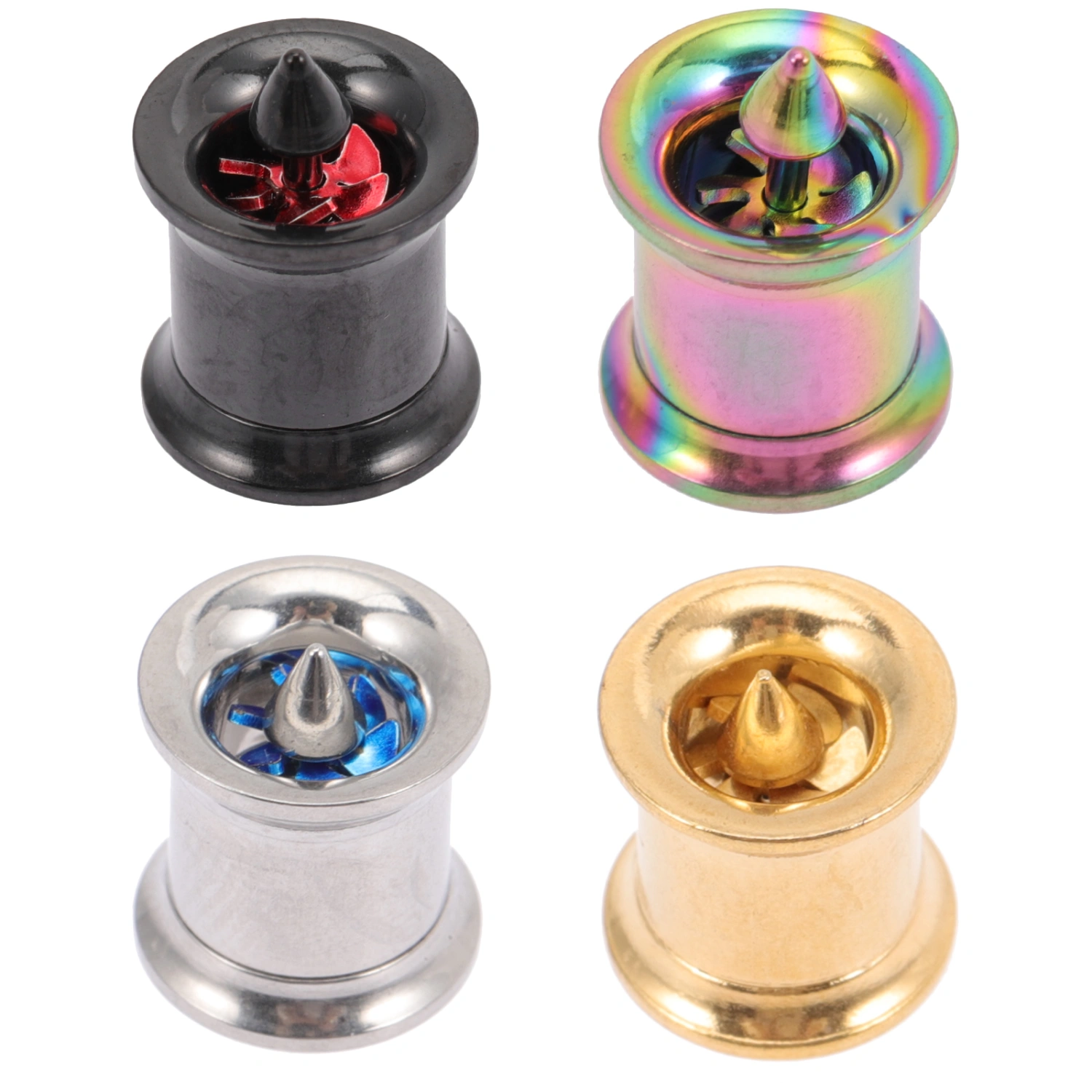 4pcs Turbine Ear Gauges Stainless Steel Gauge Earrings Tunnels for Ears