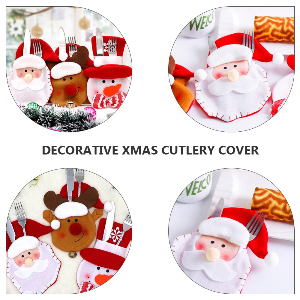 4pcs Christmas Style Cutlery Bags Exquisite Cutlery Holding Bags Desktop Decors