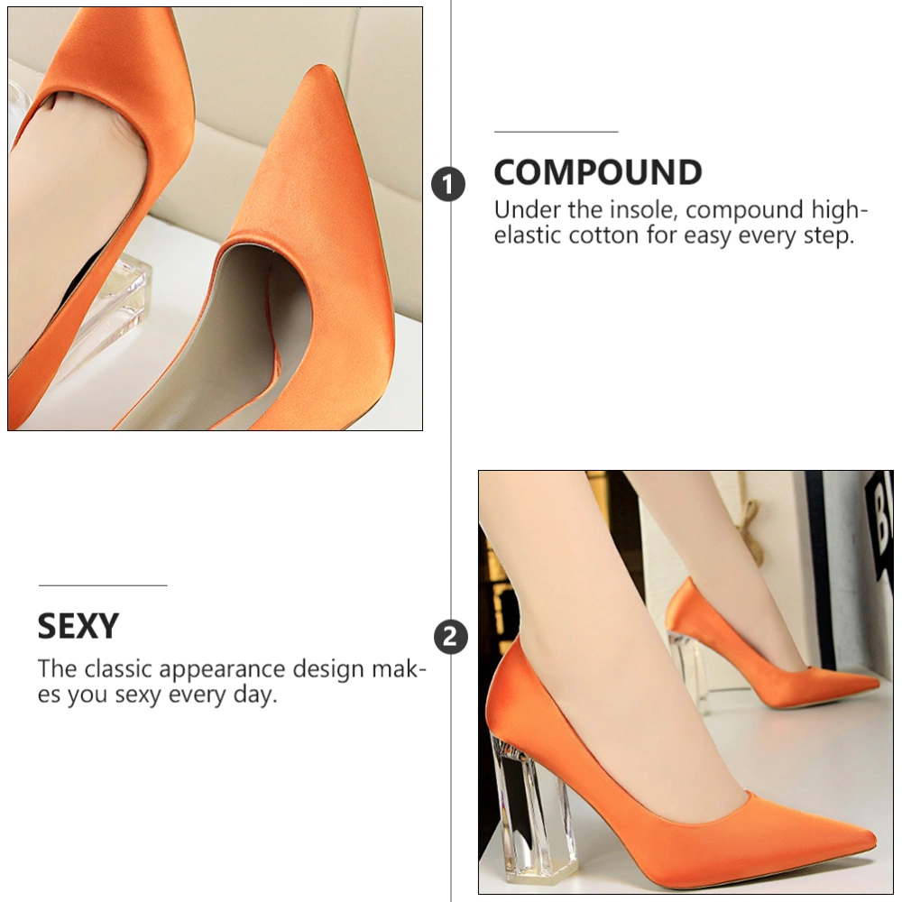 1 Pair of Pointy High-heeled Shoes Transparent Heel Sexy Women High Heels