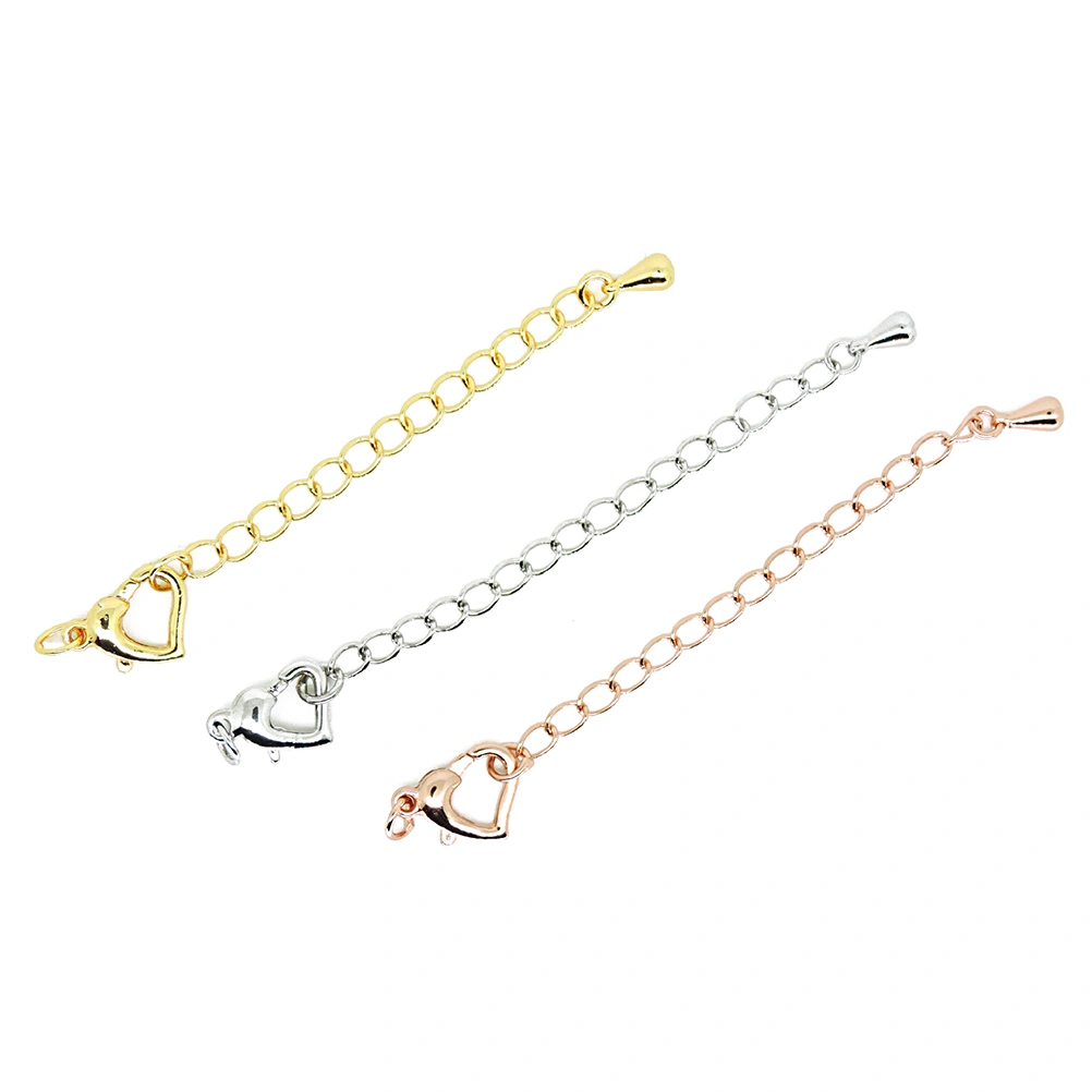3 PCs Necklace Bracelet Extender Chain Waterdrop Charms with Lobster Clasp Buckles for Jewelry Making Findings (Silver + 18K Gold + Rose Gold)