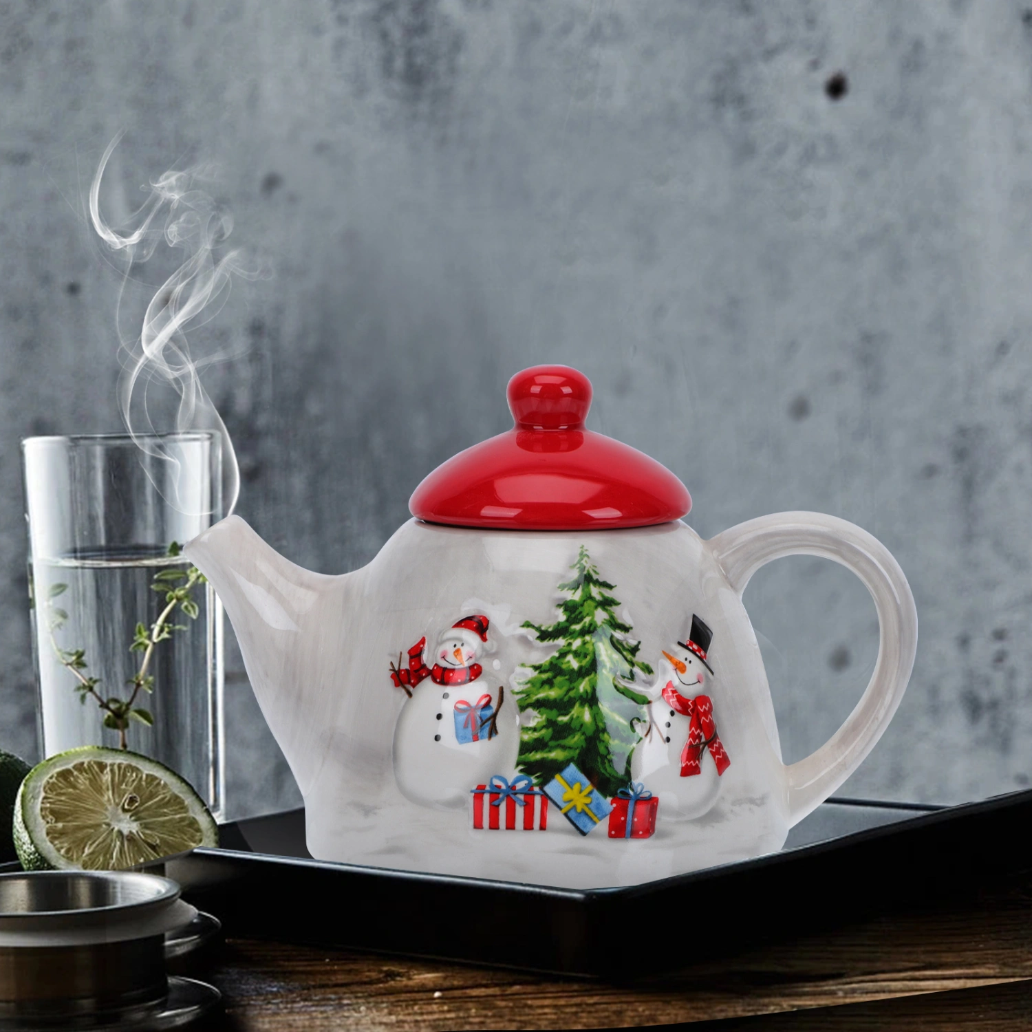 1PC Nordic Christmas Coffee Pot Milk Pot Restaurant Kitchen Ceramic Kettle