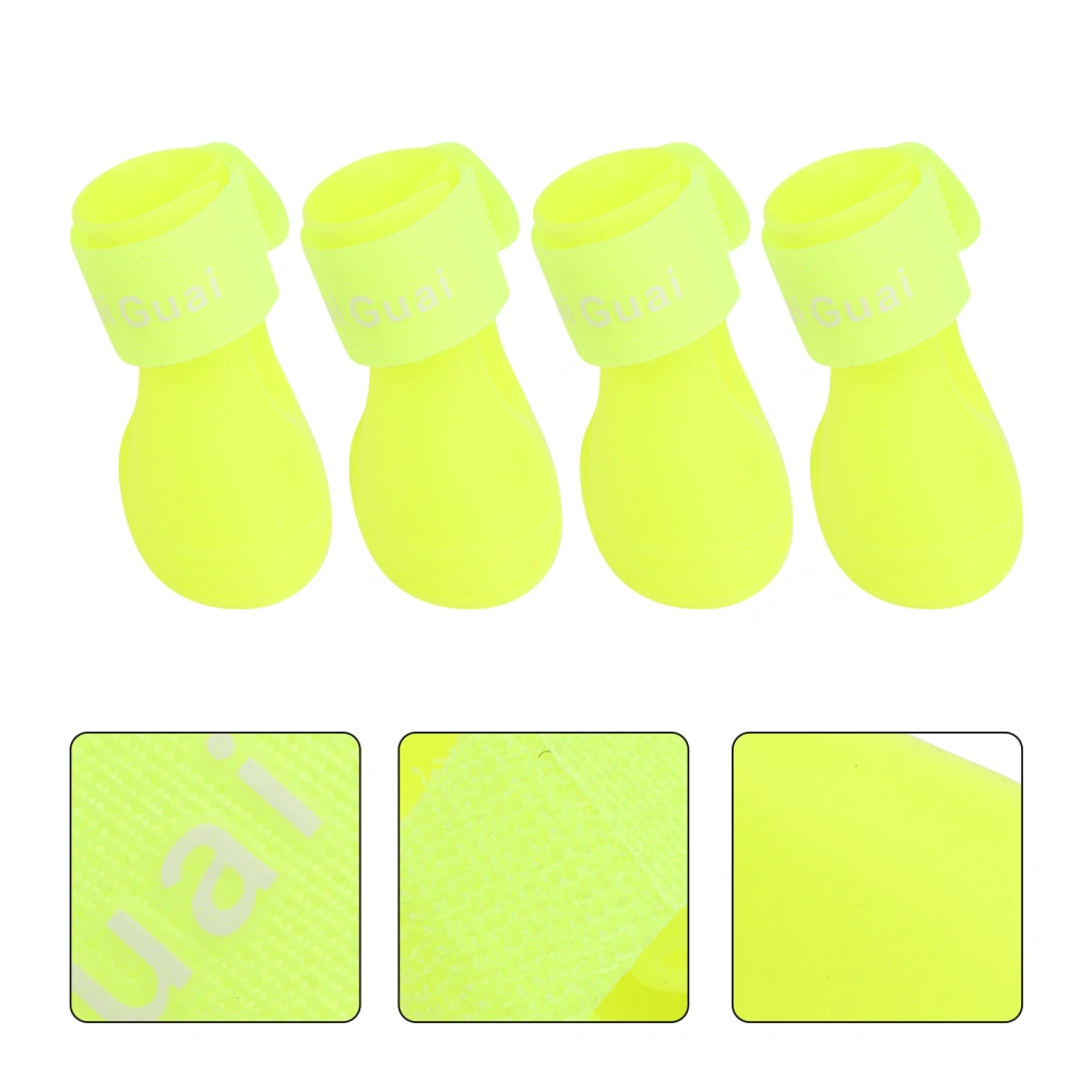 Little Pet Dog Puppy Anti-slip Rain Snow Boots Candy Colors Rubber Waterproof Boots Shoes - Size S (Yellow)