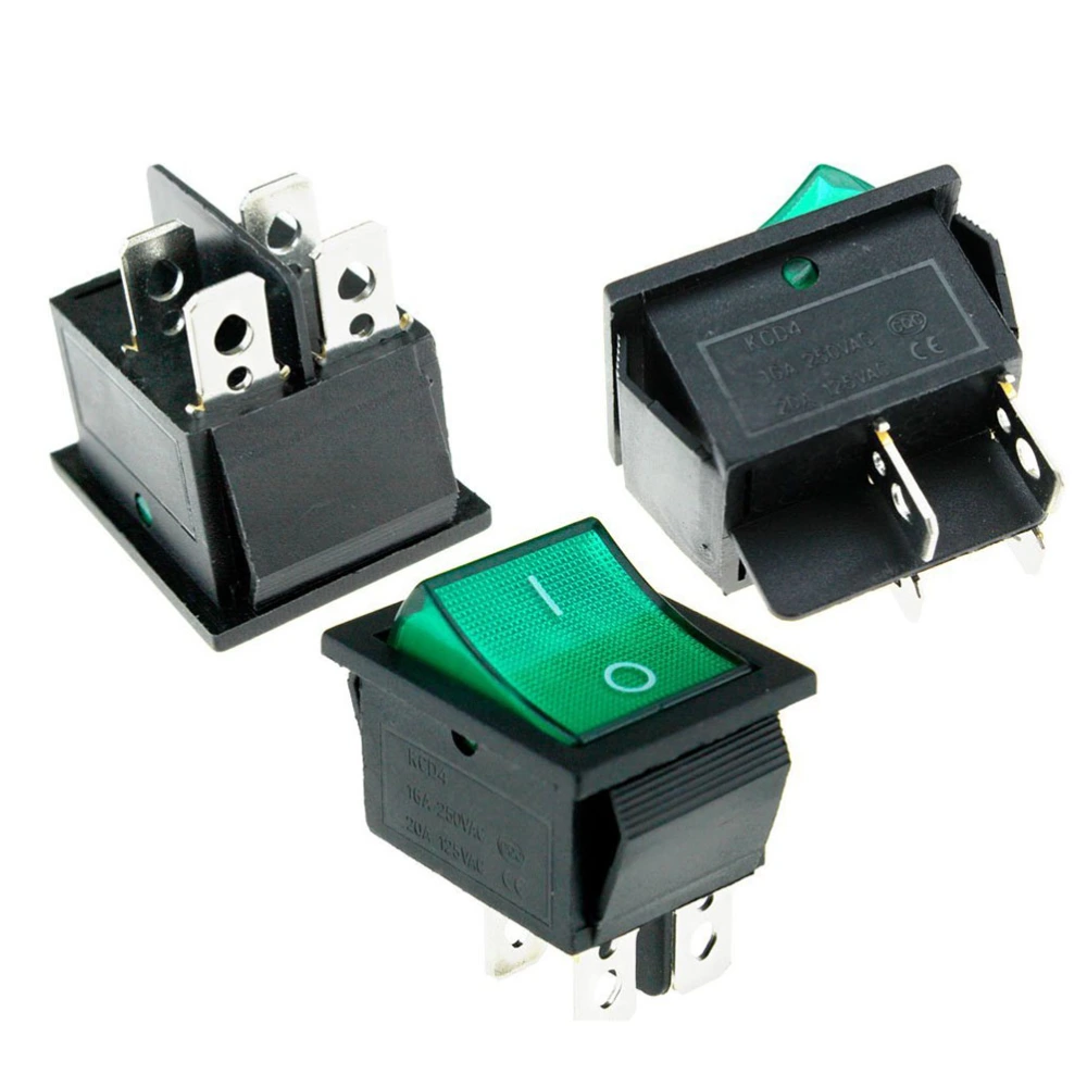 4pcs Red/Green Rocker On/Off Switch 16A 250V