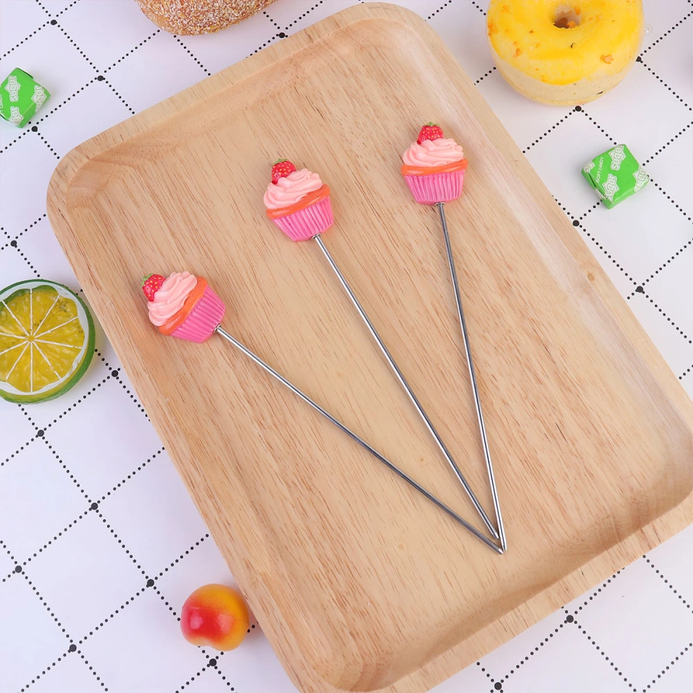 4pcs Stainless Steel Cake Tester Probe Strawberry Cake Shape Bread Test Pin Baking Tool for Biscuit Cupcake Muffin