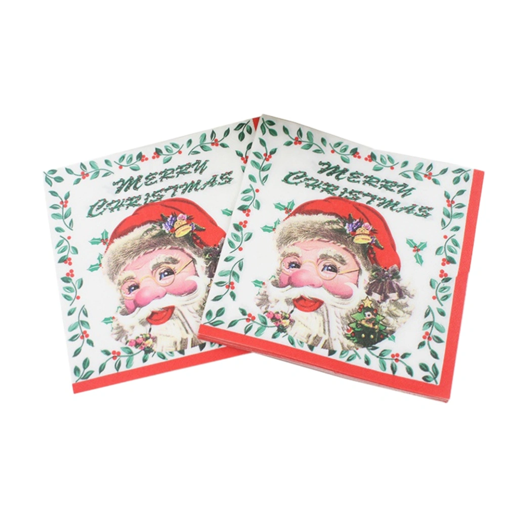 20PCS Printed Christmas Napkins Santa Claus Pattern Tissue Dinner Napkins Birthday Party Favors Xmas Supplies