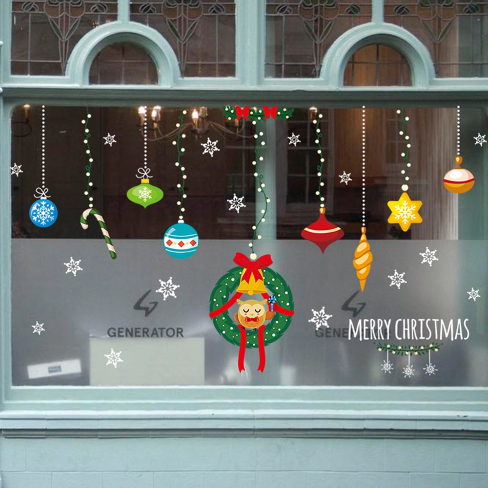 Xmas Wall Stickers Holiday New Year Window Clings Decal Self Adhesive Wallpaper