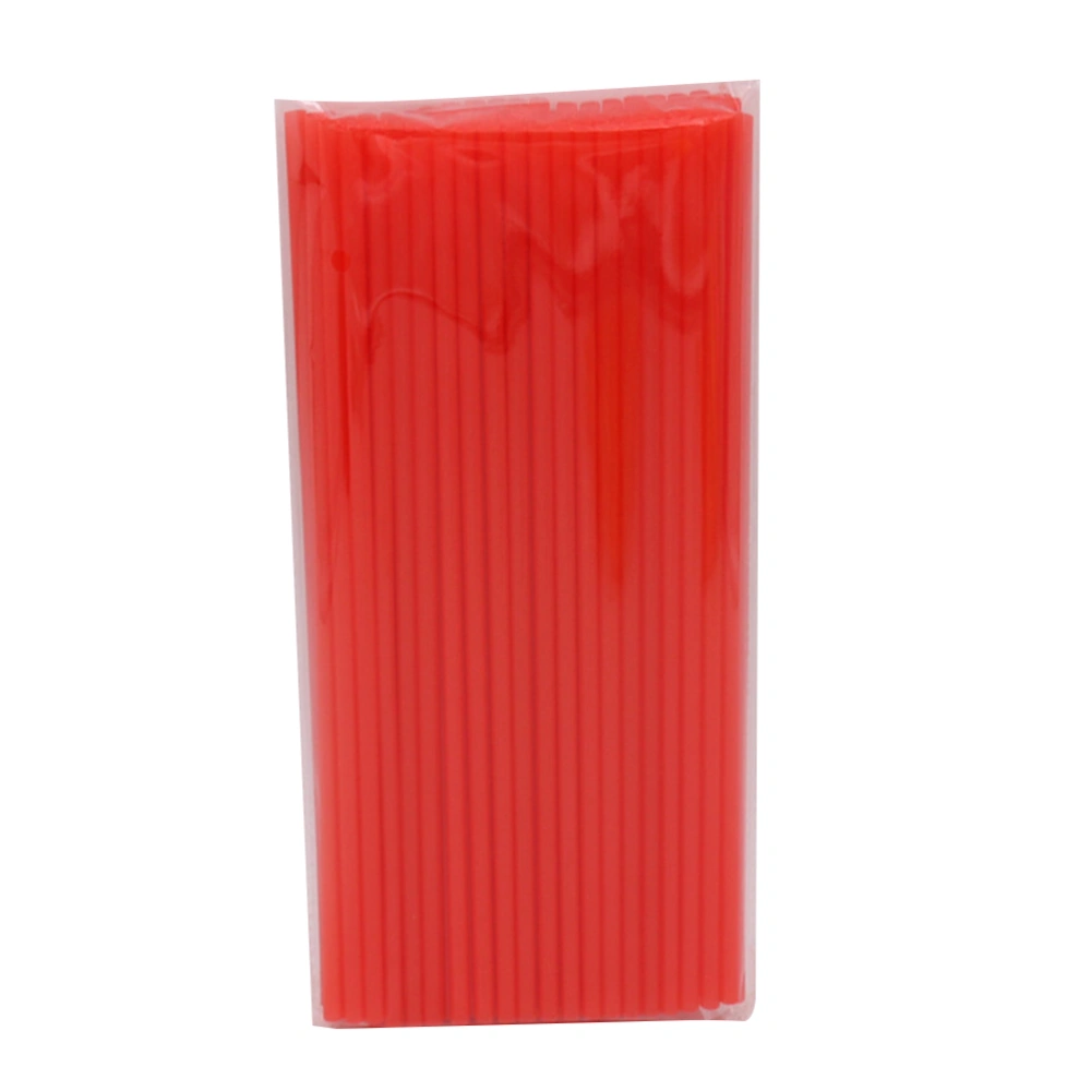 200 Pcs Plastic Straws Disposable Flat Mouth and Straight Drinking Straws Smoothie Drink Straws for Wedding Birthday Party Favors- 26x0.6 cm (Red)