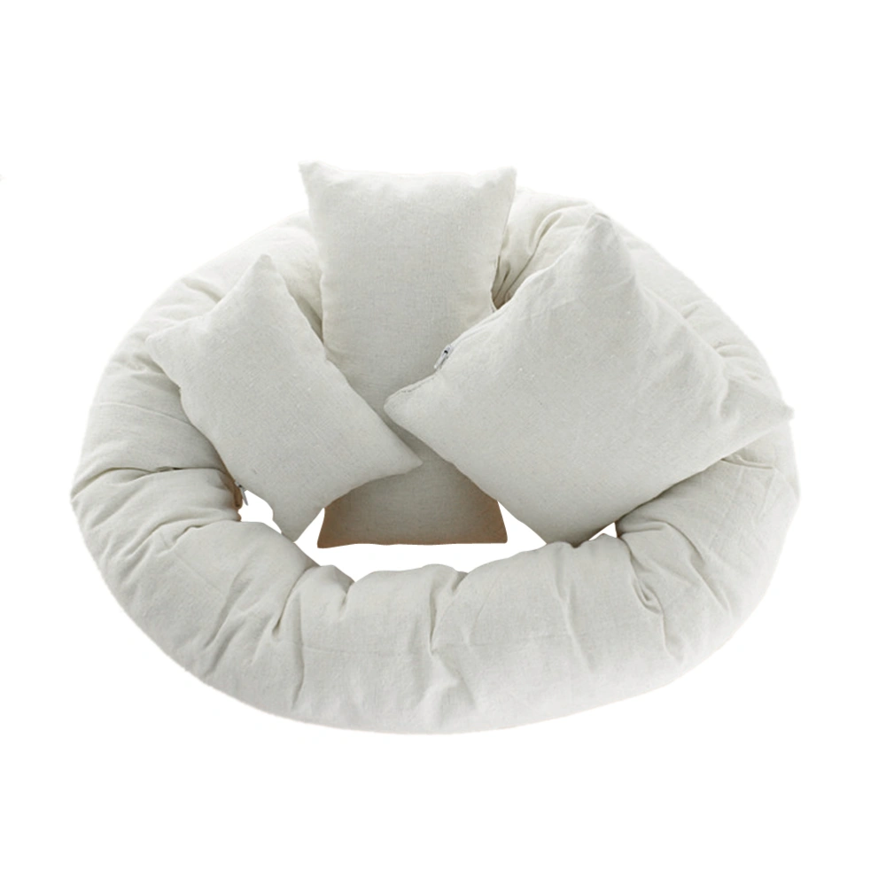 4 Pcs Newborn Baby Pillow Baby Photography Props Basket Filler Wheat Donut Shape Photo Props(White)