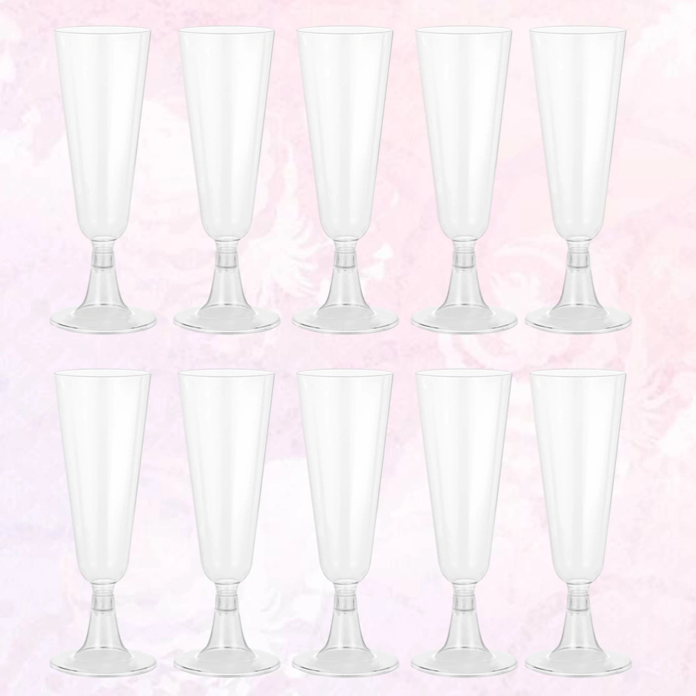 10pcs One-off Red Wine Glass Plastic Party Champagne Cups Unique Drinking Cups Goblet Party Supplies for Wedding Feast (150ml)