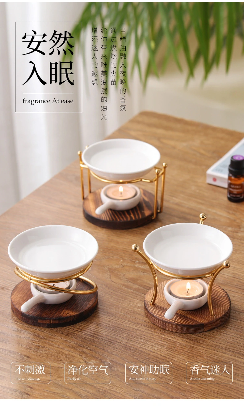 1 Set Ceramic Dish Essential Oil Burner Scented Wax Melt Warmer with Tealight Candle Holder