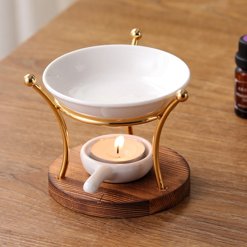 1 Set Ceramic Dish Essential Oil Burner Scented Wax Melt Warmer with Tealight Candle Holder