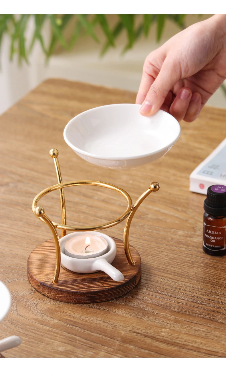 1 Set Ceramic Dish Essential Oil Burner Scented Wax Melt Warmer with Tealight Candle Holder