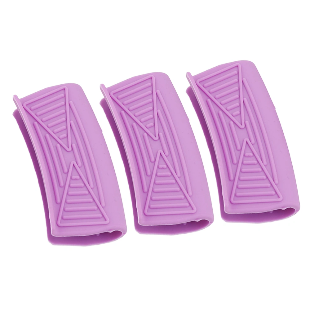 3pcs Silicone Pot Handle Holder Grip Sleeve Pot Glove Pan Handle Cover Grip Kitchen Tools for Home Restaurant (Purple)