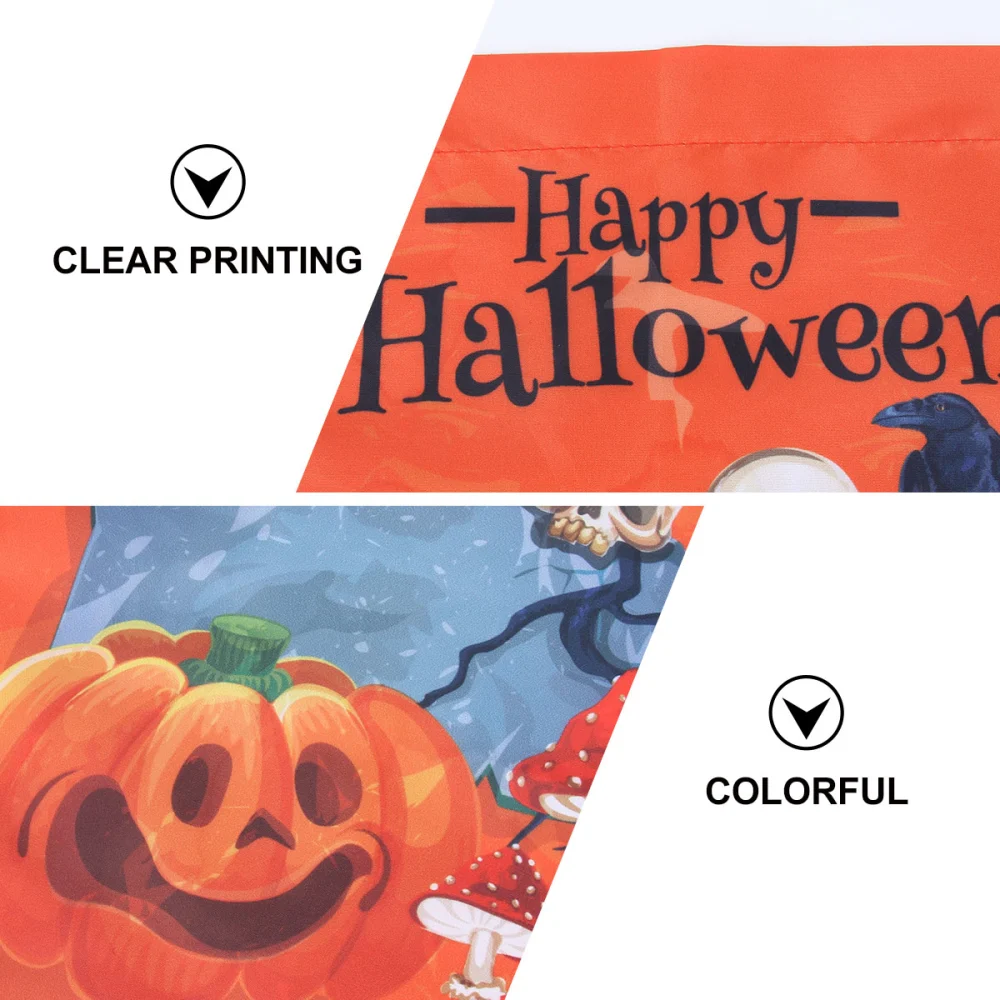 1PC Halloween Flag Funny Halloween Door Curtain Halloween Garden Flag Decor for Garden Porch Yard Orange