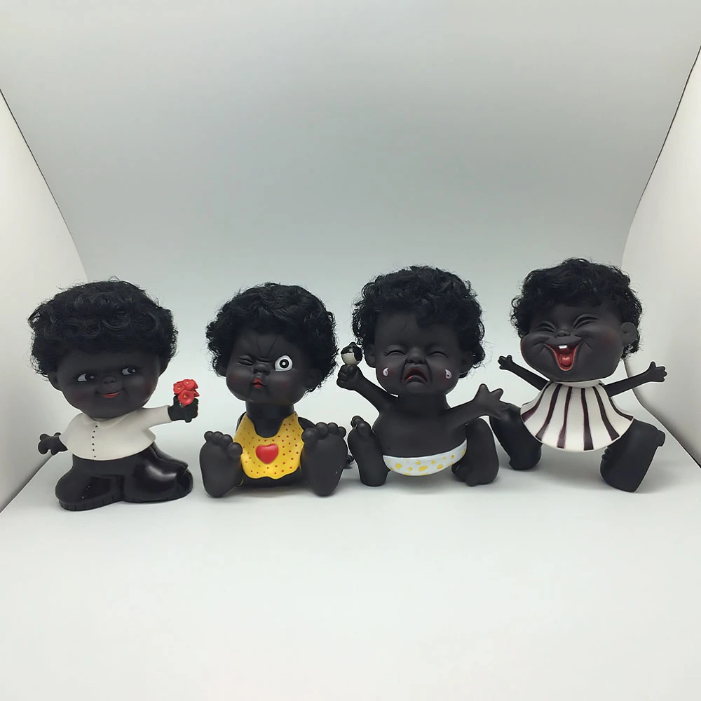 1PC Cartoon Creative Black Doll Piggy Bank Plastic Child Toy (Random Style)