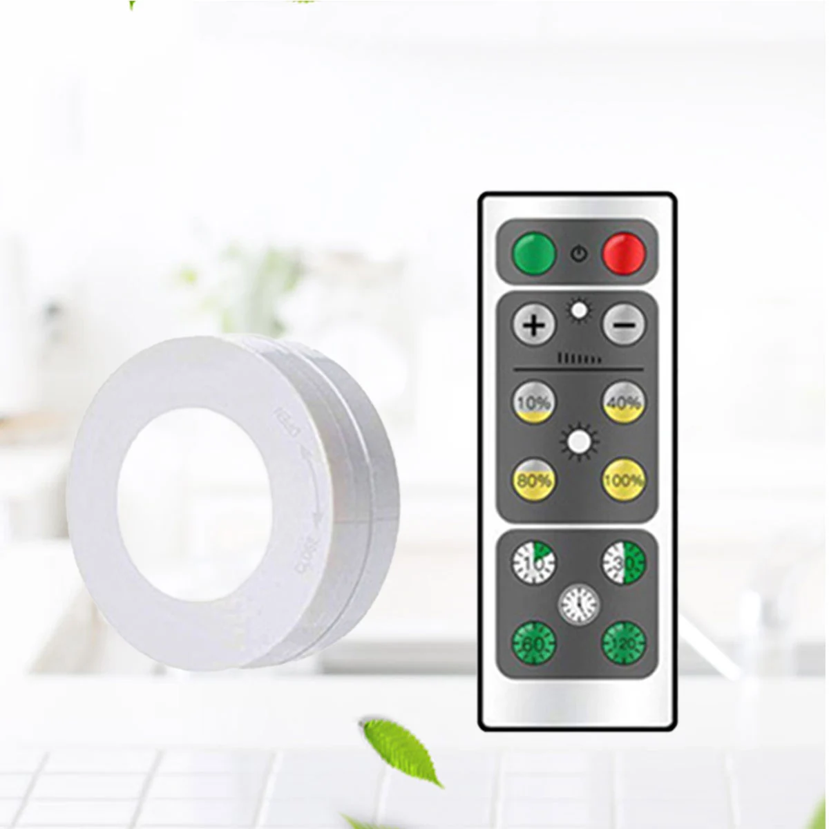 2pcs Wireless Cabinet LED Lights Set Brightness Adjustable Cupboard Accent Light - 1 Light and 1 (White Light)