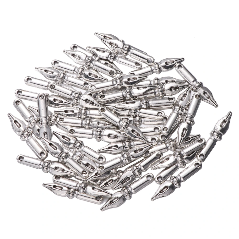 50 Pcs 1.3g Graduation Themed Pendants Pen Shaped Charm DIY Accessory Jewelry Supplies for Bracelets Necklace Chain (Silver)