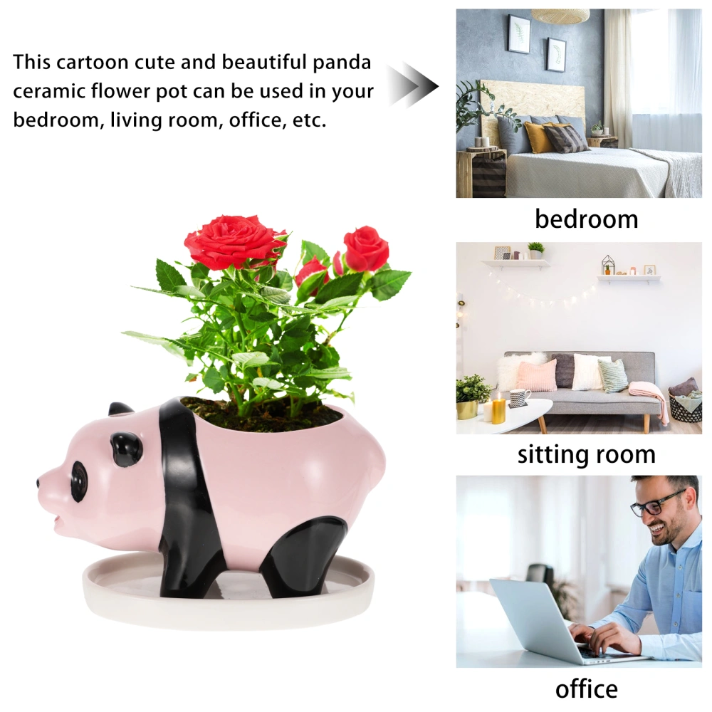 1pc Panda Flowerpot Ceramic Basin Succulent Plant Potted Accessories for Home