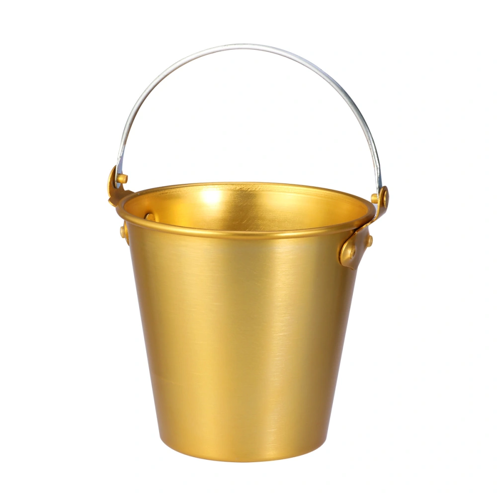 1.25 Liter Aluminum Alloy Bar Ice Bucket Champagne Bucket Wine Bucket Ktv Club Bar Supplies with Ice Tongs (Golden)