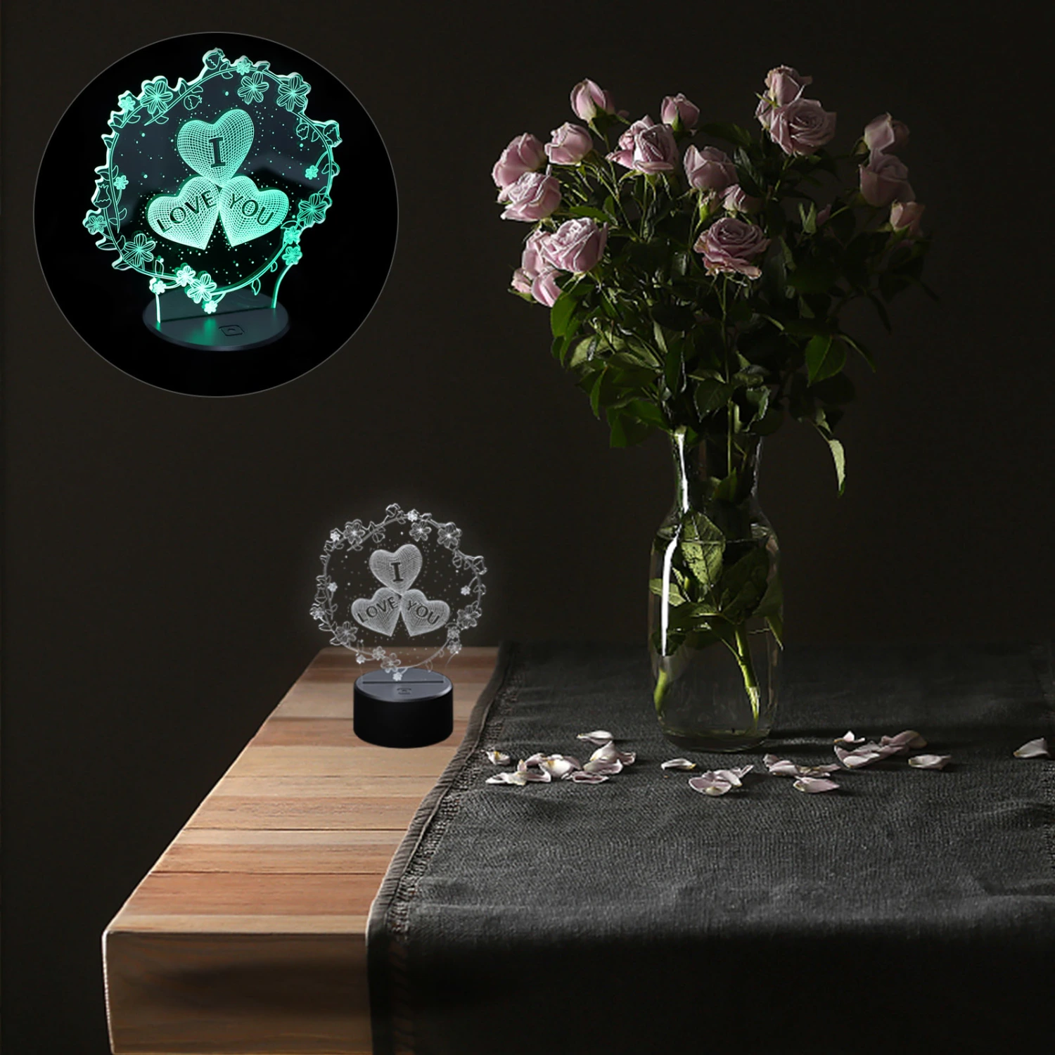 1Pc I LOVE YOU Valentine's Day Wedding Gift 3D LED Colorful Touch Lamp Decor