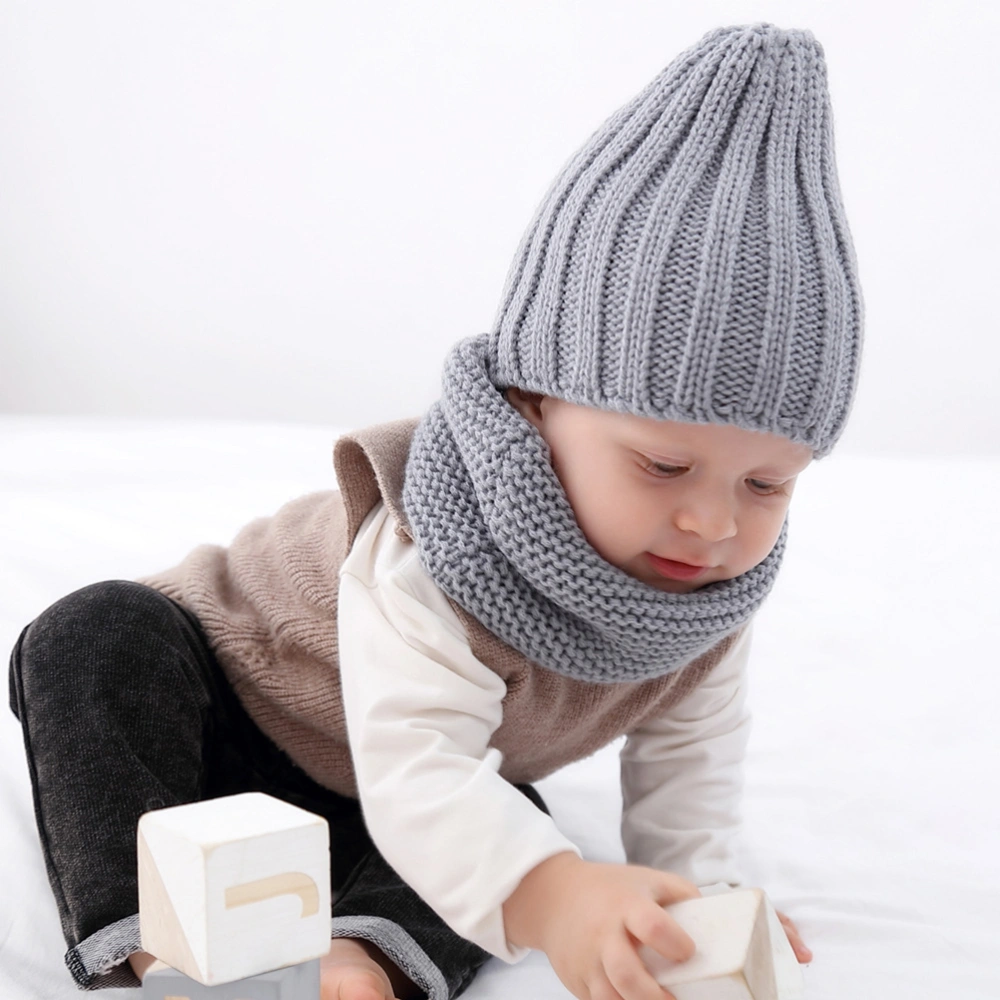 Kids Winter Warm Knitted Hat Simple Woolen for Kids Baby Children (Grey)