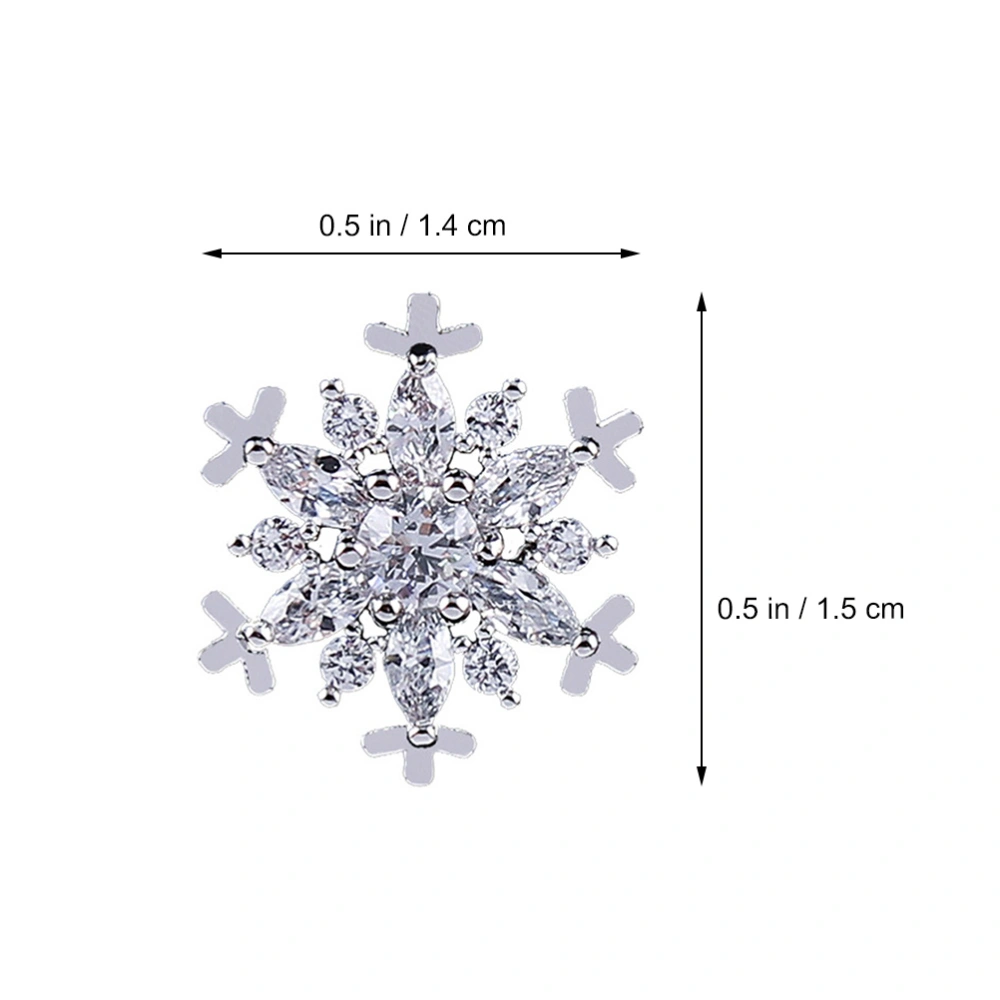 1pc Zircon-inlaid Brooch Snowflake Shape Brooch Clothes Decor (Platinum)