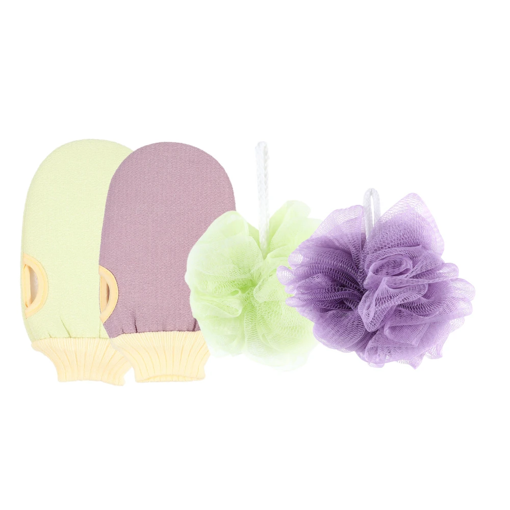 4pcs Exfoliating Shower Loofah Sponge Bath Shower Gloves Bath Body Scrubber