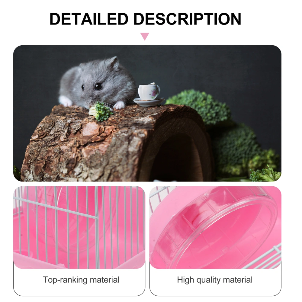 Hamster Cage Travel Carry Rat Cage Small Pets Supplies Hamster Toy Accessories (Pink)