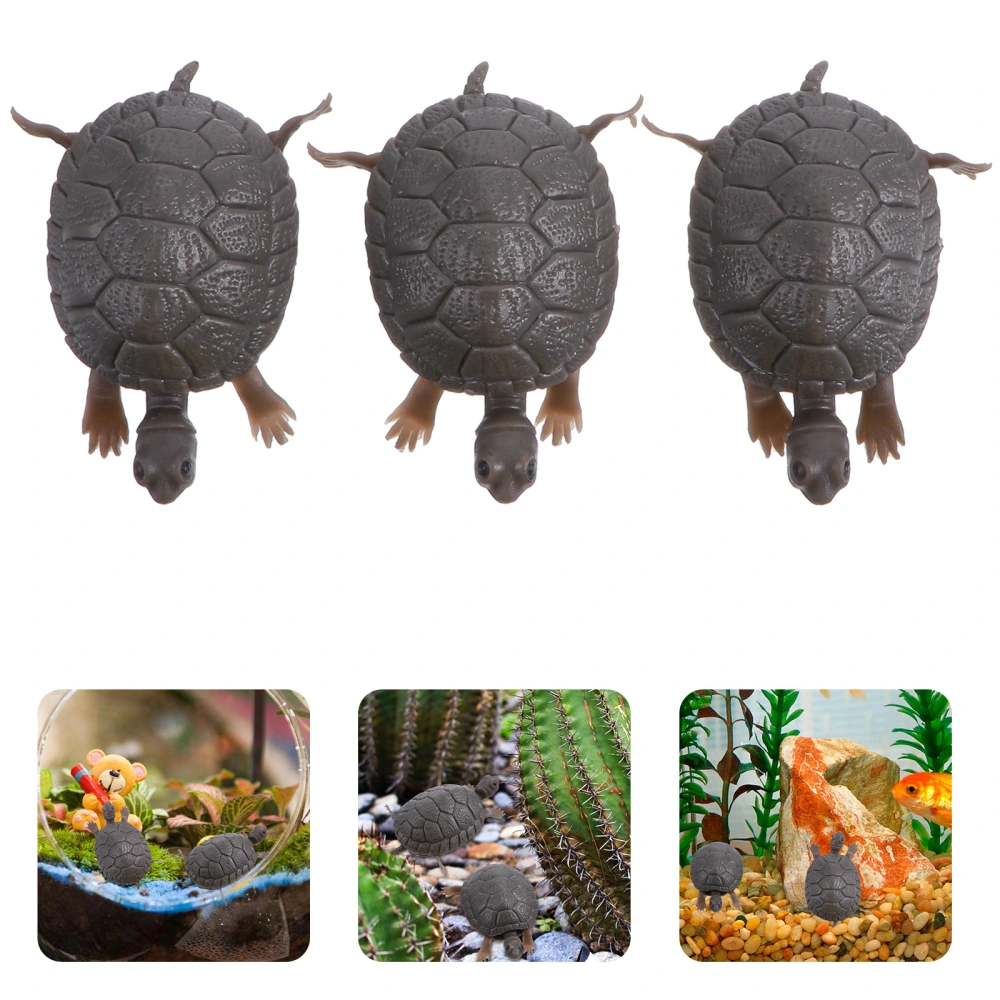 3pcs Lifelike Fake Turtle Ornament Simulation Turtle Fish Tank Decoration