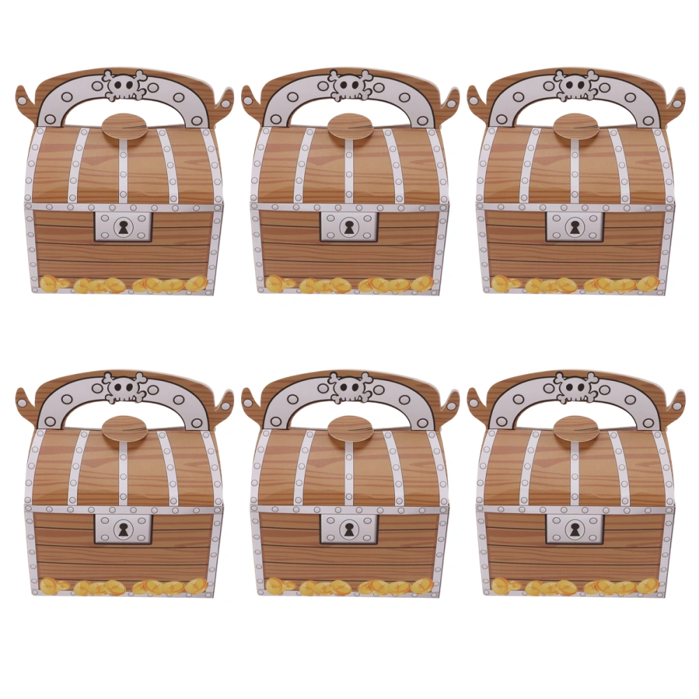 6Pcs Adorable Candy Boxes Multipurpose Wood Grain Gift Cases Containers (Golden)